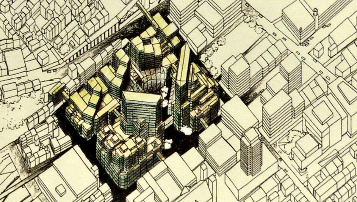 Esquisse du futur projet de Grande Place en 1986